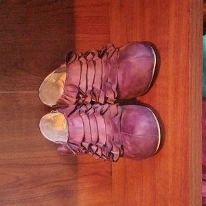 Purple faux suede booties